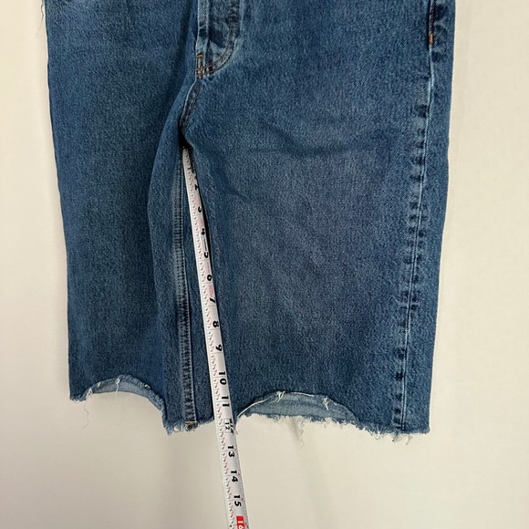 Anine Bing Gavin 1999 Denim Jean‎ Ripped Shorts Cutoff 90s Blue Bermuda Wide Leg - Picture 15 of 15